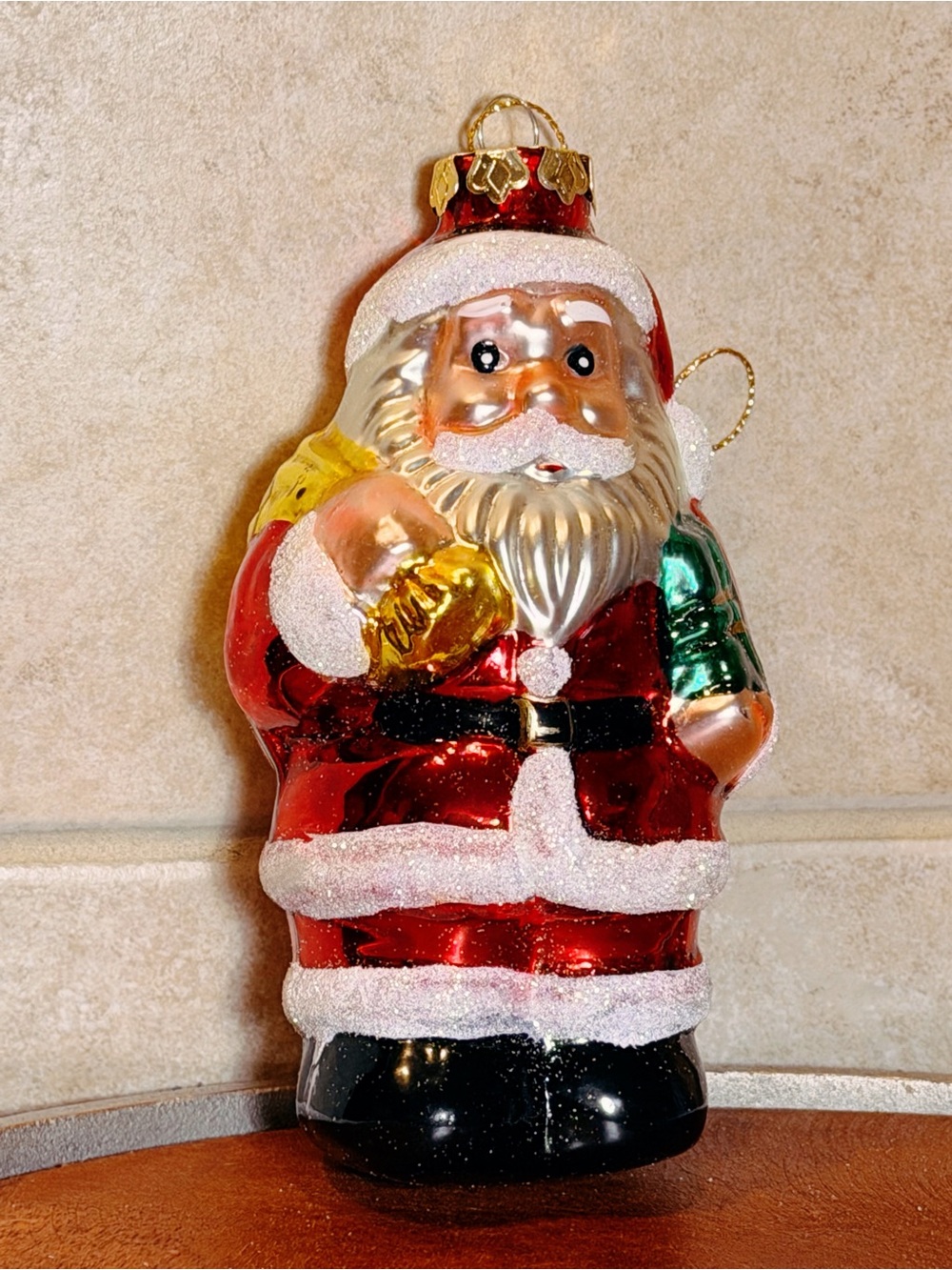 New Vintage Darice Christmas Blow Glass Chubby Santa Clause Tree Ornament